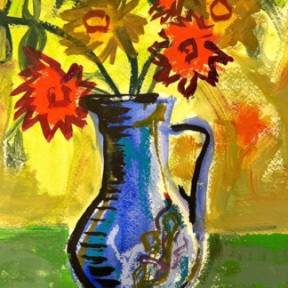 Image of Blue Jug with Flowers by David Short