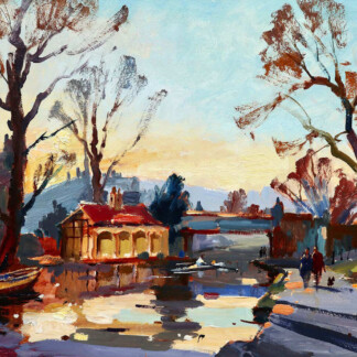 Skulling past the Boathouse, Polwarth