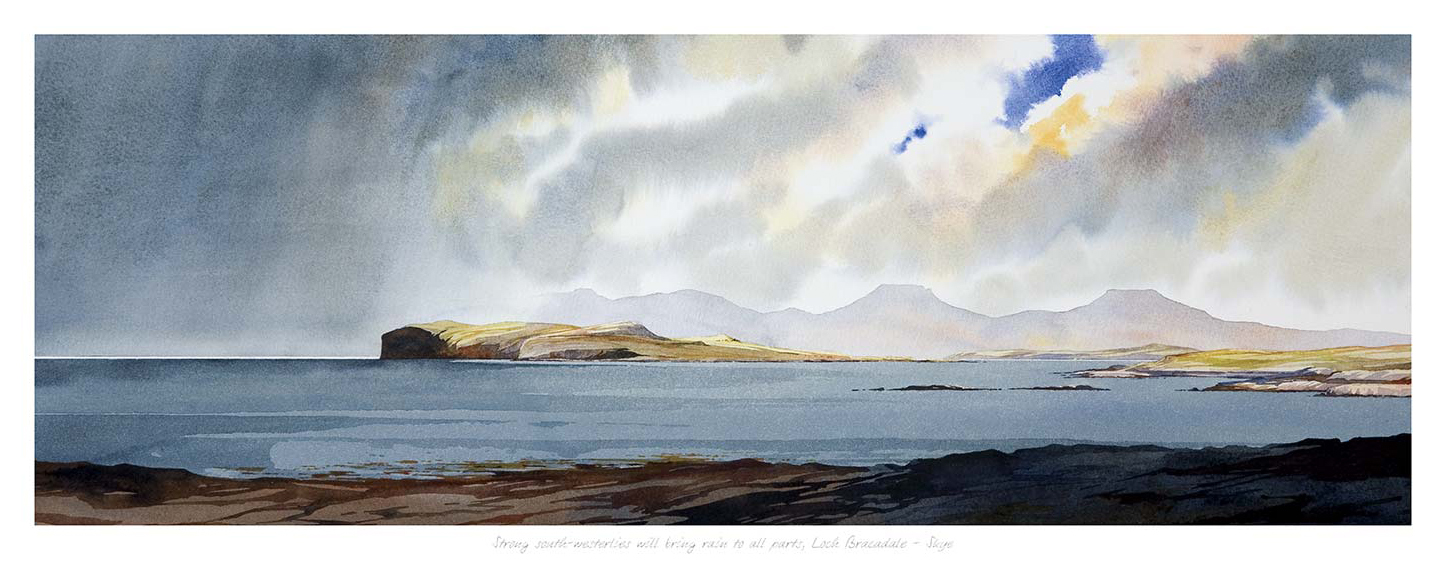 Strong south-westerlies will bring rain to all parts, Loch Bracadale, Skye