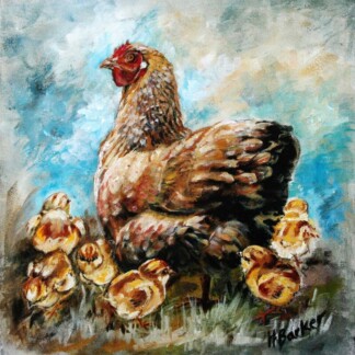 Image of Protective Hen and Chicks by Hillary Barker
