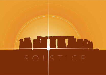 The image features a silhouette of Stonehenge against a golden background with the word 'SOLSTICE' at the bottom. By Peter McDermott