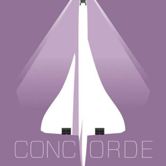 A stylized Concorde aircraft poster with text 'Twice the speed of sound 1969 - 2003'. By Peter McDermott