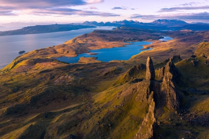 Old Man of Storr with the Black Cuillin mountains