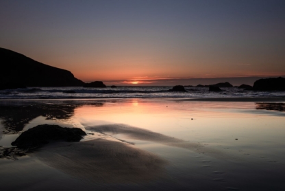 Sunset over ocean at Harris Beach framed photograph print